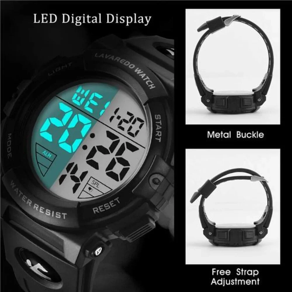 Mens Digital Watch Sports Military Watches Waterproof Outdoor Chronograph